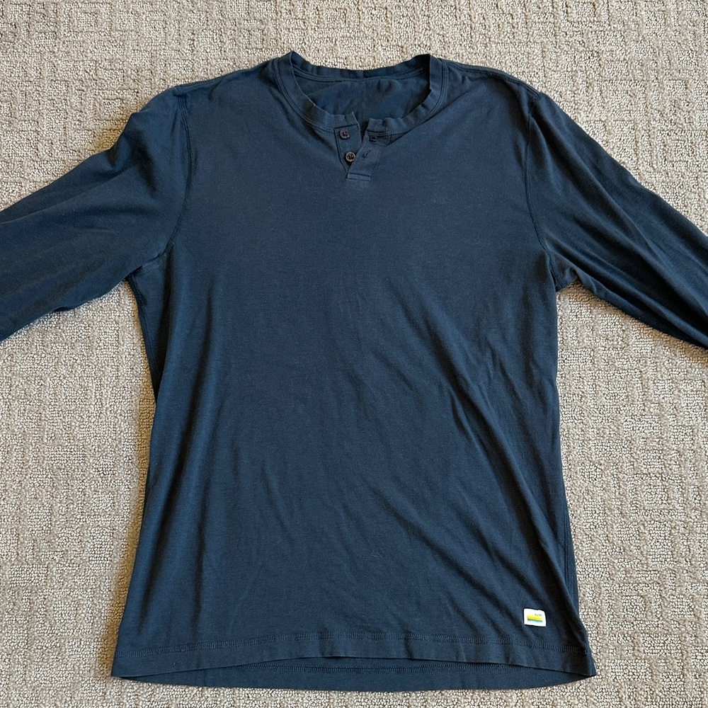 Vuori Blue Long Sleeve Ever Henley Shirt